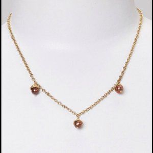 Annabelle Chocolate Pearl Trio Brass Necklace